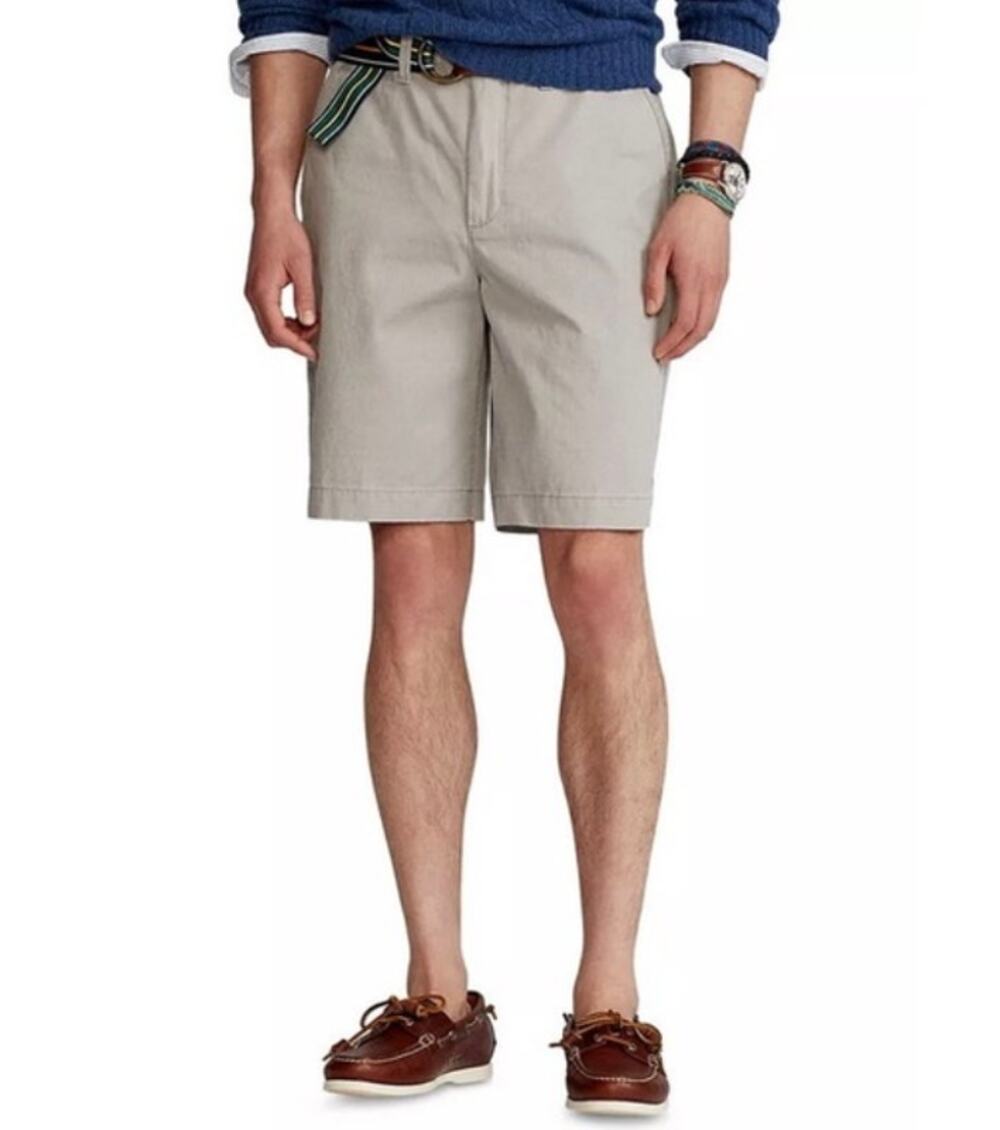 Polo Ralph Lauren Khaki Chino Shorts Beige Cotton Twill Relaxed Fit 10" SZ 42